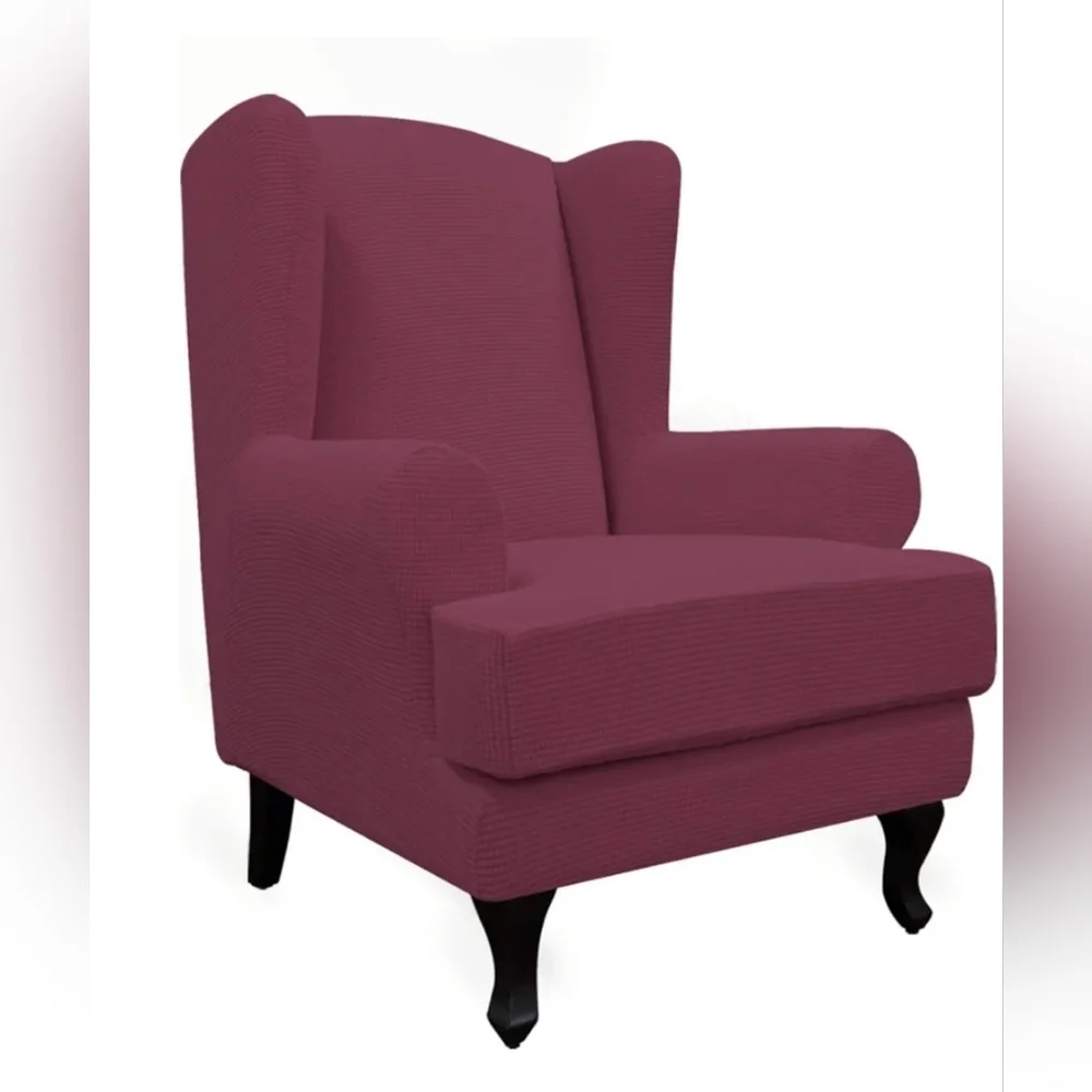 New Burgundy Wing Chair Slipcover
